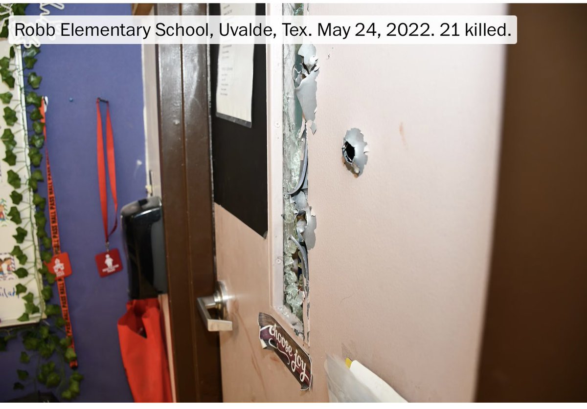 Lillyin_London's tweet photo. Always remember: while the police stood outside, 3 children were alive inside the classroom with the shooter. 
The images below give you an idea of the nightmare they lived through.
( pictures were published by the Washington post in agreement with the victims families. The article: TERROR ON REPEAT) 

A rare look at the devastation caused by AR-15 shootings

Khloie Torres, a fourth-grader in classroom 112.She made multiple 911 calls, whispering pleas for help. Miah Cerrillo (also in classroom 112), called 911 and smeared blood on herself to play dead; she also survived. Additionally, one victim, Amerie Jo Garza, attempted to call 911 but was killed.

#RobbElementarySchool 
#UvaldeSchoolShooting #Uvalde  #AdrianGonzales