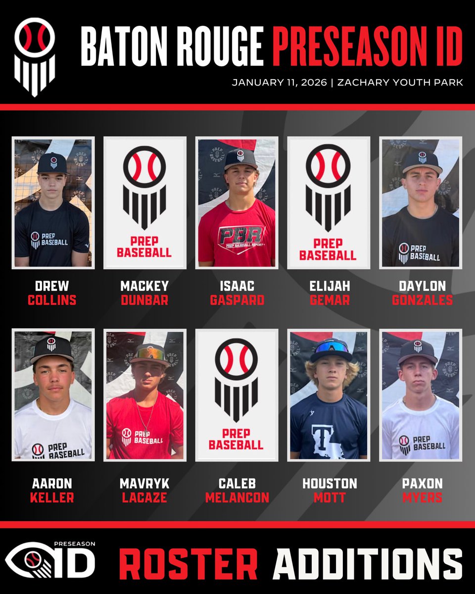 PrepBaseballLA's tweet photo. 📋 𝐁𝐚𝐭𝐨𝐧 𝐑𝐨𝐮𝐠𝐞 𝐏𝐫𝐞𝐬𝐞𝐚𝐬𝐨𝐧 𝐈𝐃: 𝐑𝐨𝐬𝐭𝐞𝐫 𝐀𝐝𝐝𝐢𝐭𝐢𝐨𝐧𝐬

Check out some of the players that will be with us this Sunday January 11th at the Zachary Youth Park.

Event page with all the details below ⬇️ 

#BeSeen

@AlexArmandPBR | @Tyler__Leary | @davisj_9 

🖇️ https://t.co/9OJmNMNYz5