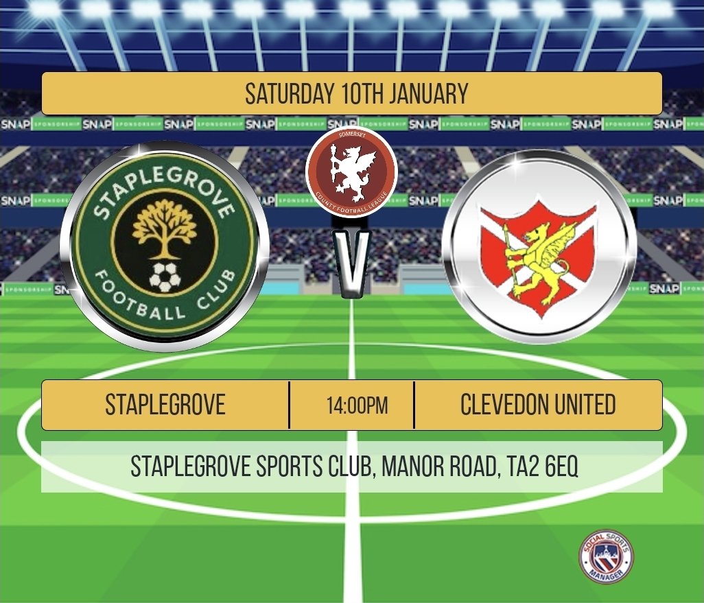 Staplegrovefc's tweet photo. ⚽️ SOCCER SATURDAY! ⚽️

2 games tomorrow for the men's sides;

@somersetcfl Prem - 14:00pm - 1sts v @clevedonunited @ Manor Road, TA2 6EQ 

TDSFL Prem - 14:00pm - @GalmDragonsFC v Reserves @ Castle Sports Centre 3G, TA1 5AU

Get along and support the lads!! 🔥 

⚽️💚💛

#UTG https://t.co/kNjdFxTcnt