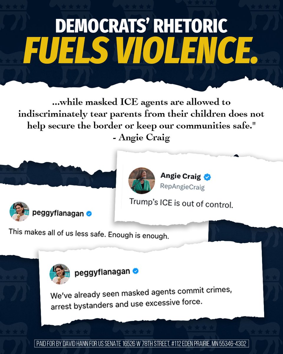 davidhann's tweet image. The Democrats' - including @peggyflanagan's and @AngieCraigMN's - incendiary rhetoric about ICE has emboldened people like this woman to the point where she thought it was acceptable to use her vehicle as a weapon against ICE agents, forcing them to defend themselves. This…