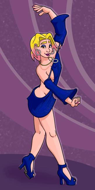 TailsteakAD's tweet photo. This was a commission for Stereo, demonstrating a very impractical garment on Chloe - yes, the top is held up by an elastic between both upper arms, and the skirt is very short and loose, so that if she raises or lowers her arms too much, she'll be exposed either way! https://t.co/VWQ3Umjl8w