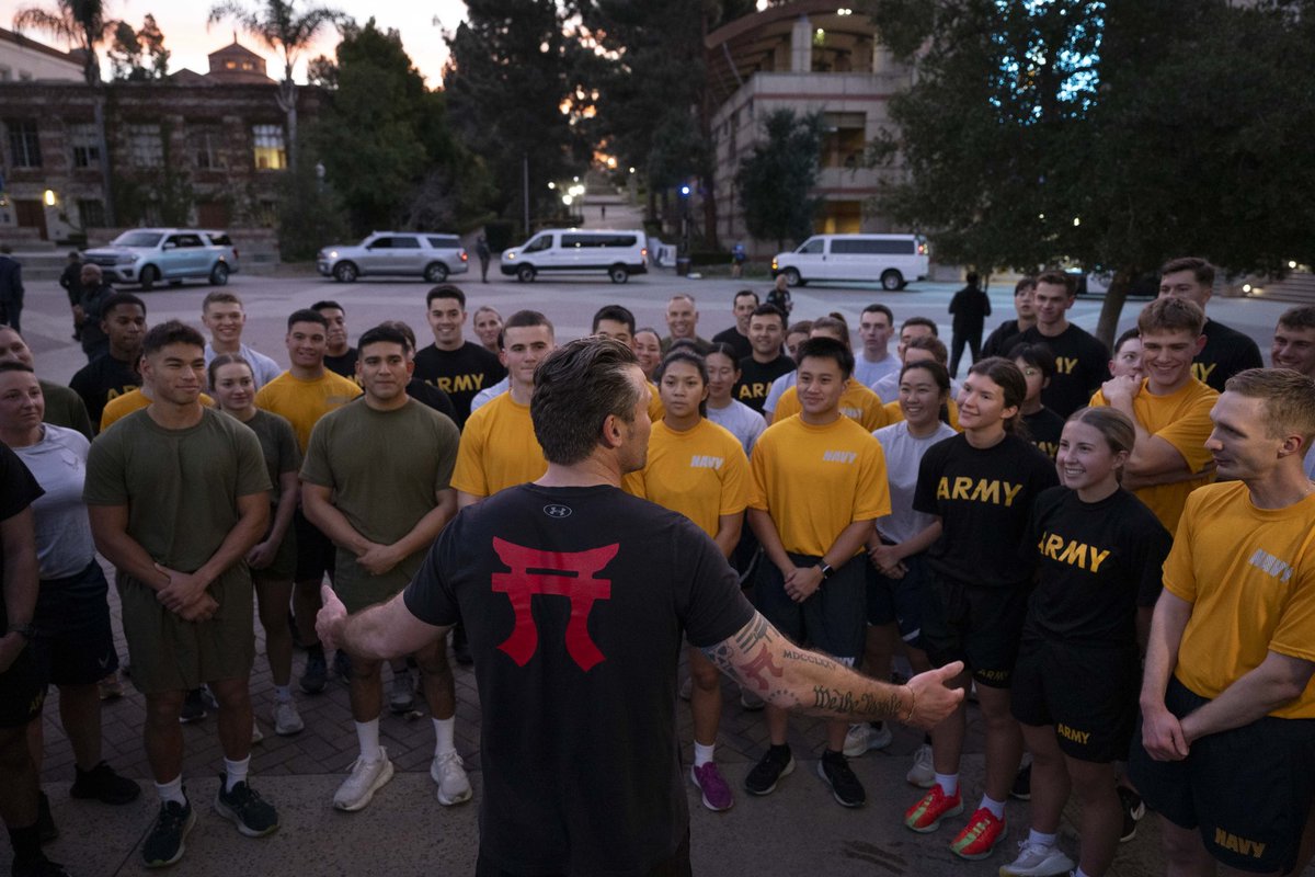 DeptofWar's tweet image. .@SECWAR joined the UCLA ROTC program for early morning PT.

FROM THE TOP DOWN — WE WILL BE FIT.