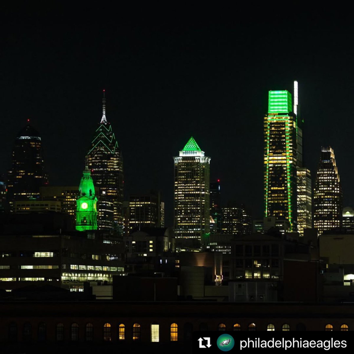 PhiladelphiaGov's tweet image. Got that green on all weekend. 🦅

#Repost @Eagles 
The Emerald City 🟢