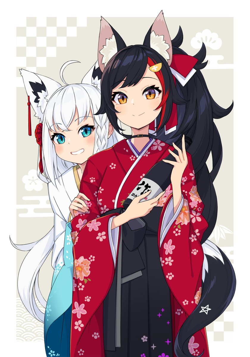 workO2's tweet image. 今年もフブミオがたくさん見られますように✨
#みおーん絵　#絵フブキ