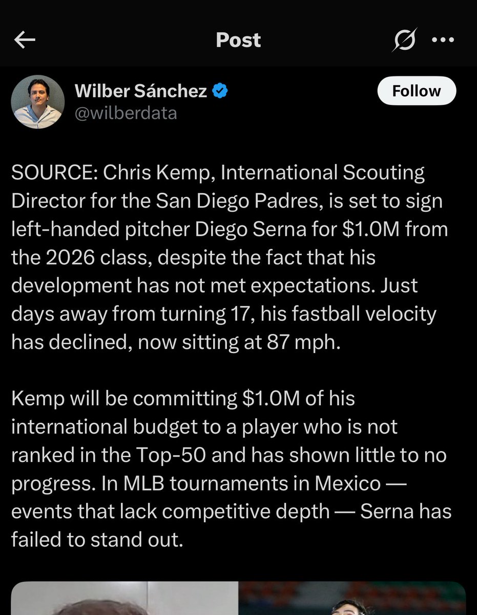 captjackson's tweet image. I’m scrolling through X and see two totally different takes from @francysromeroFR and @wilberdata on a future Padres signee. You will be shocked to learn that the clown blasting a 16 year old with his comments turned off is far worse at his job than the reporter praising the kid.