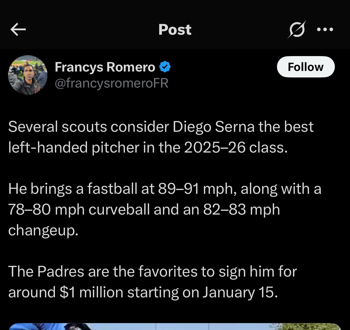 captjackson's tweet image. I’m scrolling through X and see two totally different takes from @francysromeroFR and @wilberdata on a future Padres signee. You will be shocked to learn that the clown blasting a 16 year old with his comments turned off is far worse at his job than the reporter praising the kid.