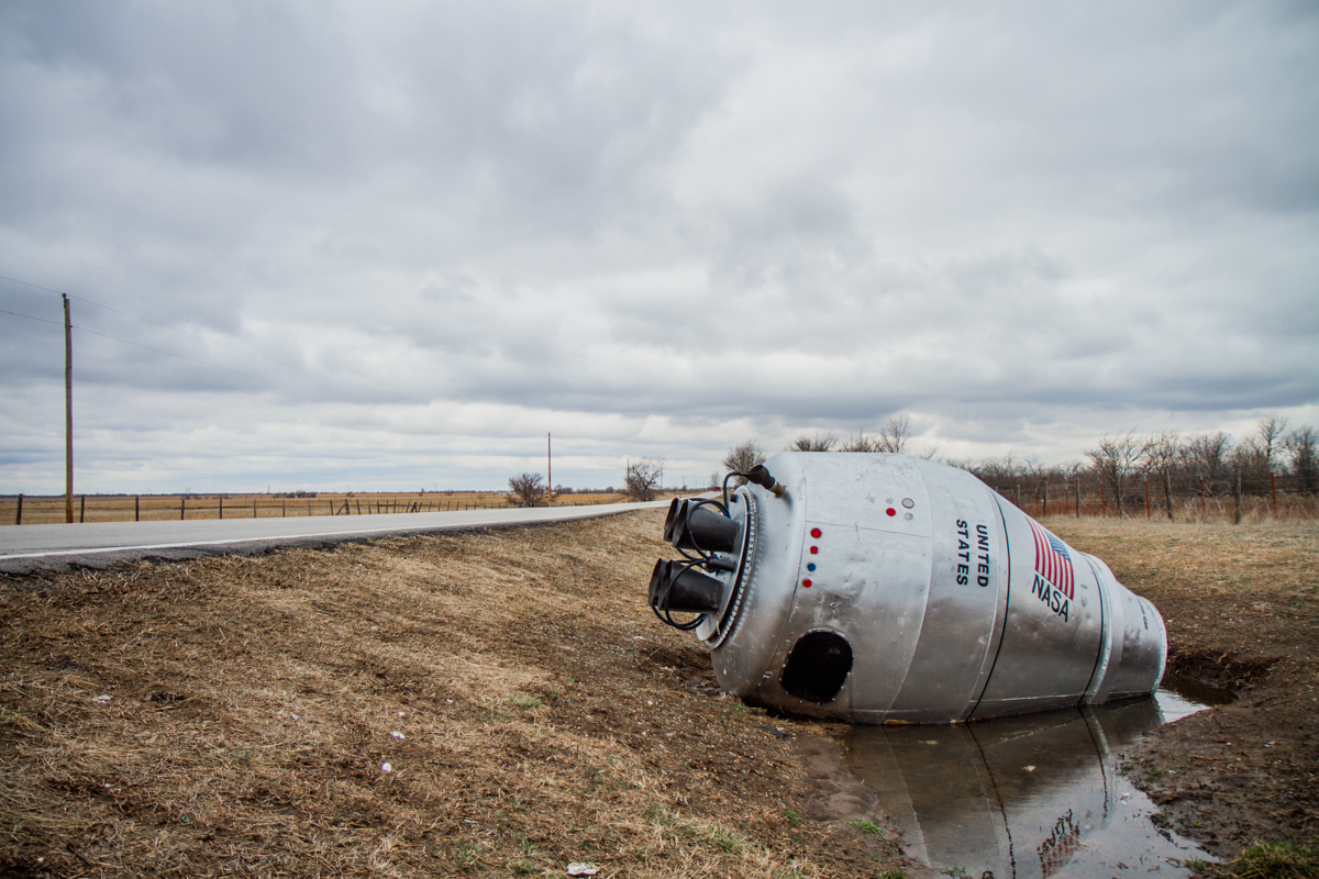 In 1959, a cement mixer with a full load of cement, wrecked near Winganon, Oklahoma.

By the time a tow truck came to haul it away, all of the cement had hardened inside of the mixer.

The tow truck was not able to remove all the wreckage at the same time because of the weight,