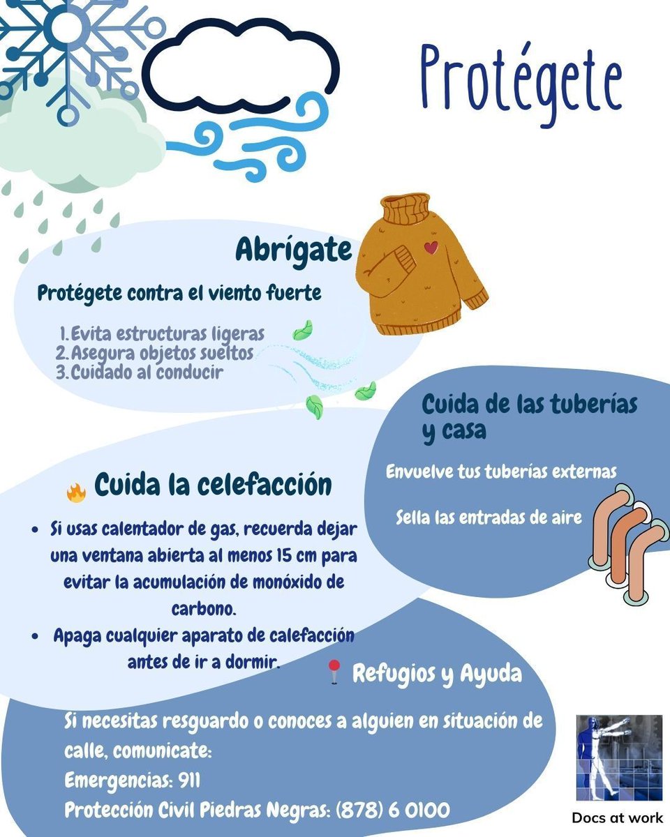 Ante el pronóstico de temperaturas bajas estos próximos días, te compartimos las siguientes recomendaciones.

¡Protégete!