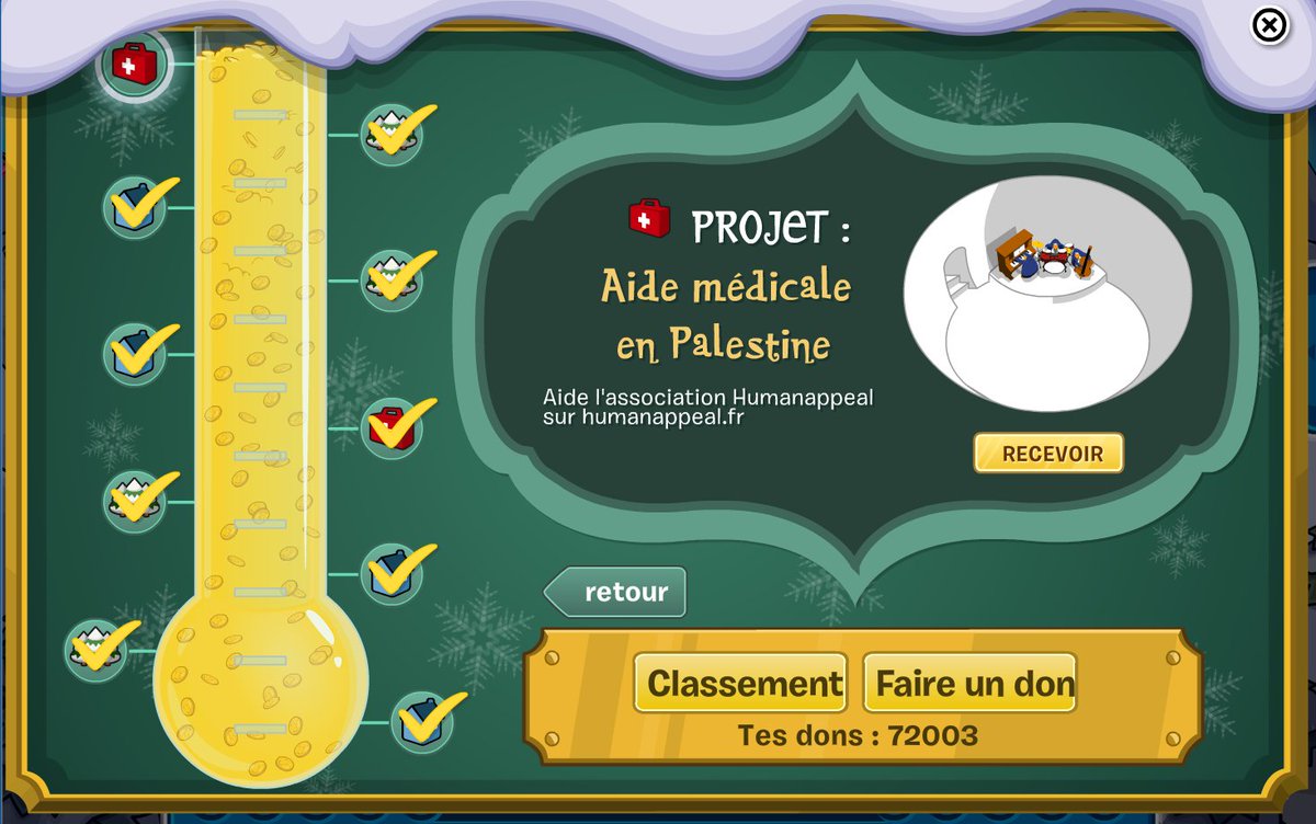 La cagnotte Coins For Change a atteint son objectif final BRAVO !!!!

La fête se termine dimanche soir alors ne tardez pas à venir récupérer toutes les récompenses !🥰
Des animations sont encore prévues ce week-end, plus d'informations sur le discord du jeu 😇