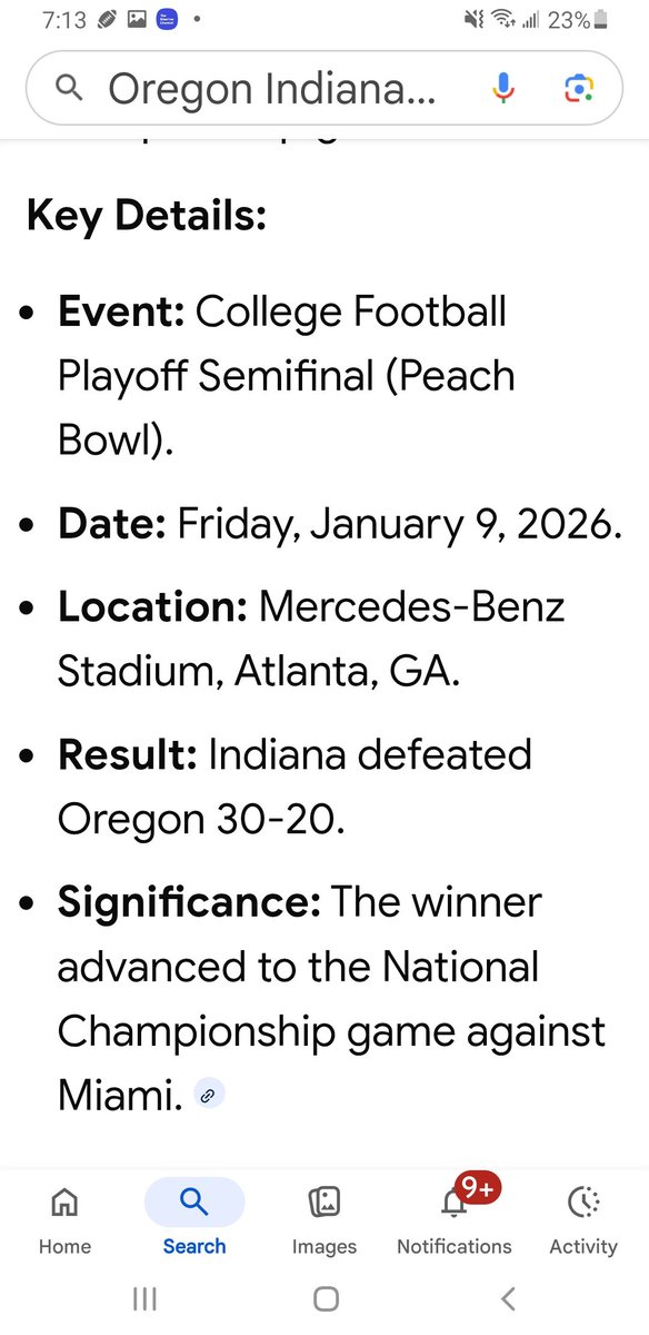 AI is telling me Indiana will beat Oregon, 30-20, as, apparently, the game has already been played. #PeachBowl #scandal #gambling #sleuthCody #CFB #GoDucks #Hoosiers