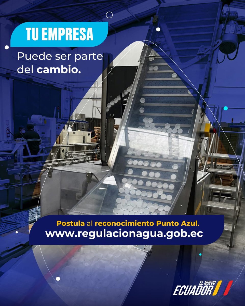 Destaca tu compromiso ambiental y eleva la reputación de tu institución. Postula al reconocimiento Punto Azul y súmate al país que cuida su agua. 💧🇪🇨

➡️ regulacionagua.gob.ec/reconocimiento… 

#ElNuevoEcuador