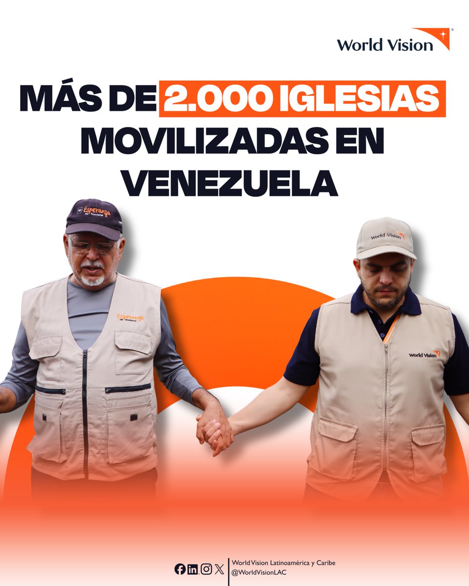 WorldVisionLAC's tweet photo. En Venezuela, World Vision está fortaleciendo su respuesta humanitaria de emergencia a través de su red de 2.000 iglesias y personas voluntarias en todos los estados del país, para brindar asistencia inmediata en nutrición, protección, educación y salud🧡 https://t.co/ofl6m1sG49