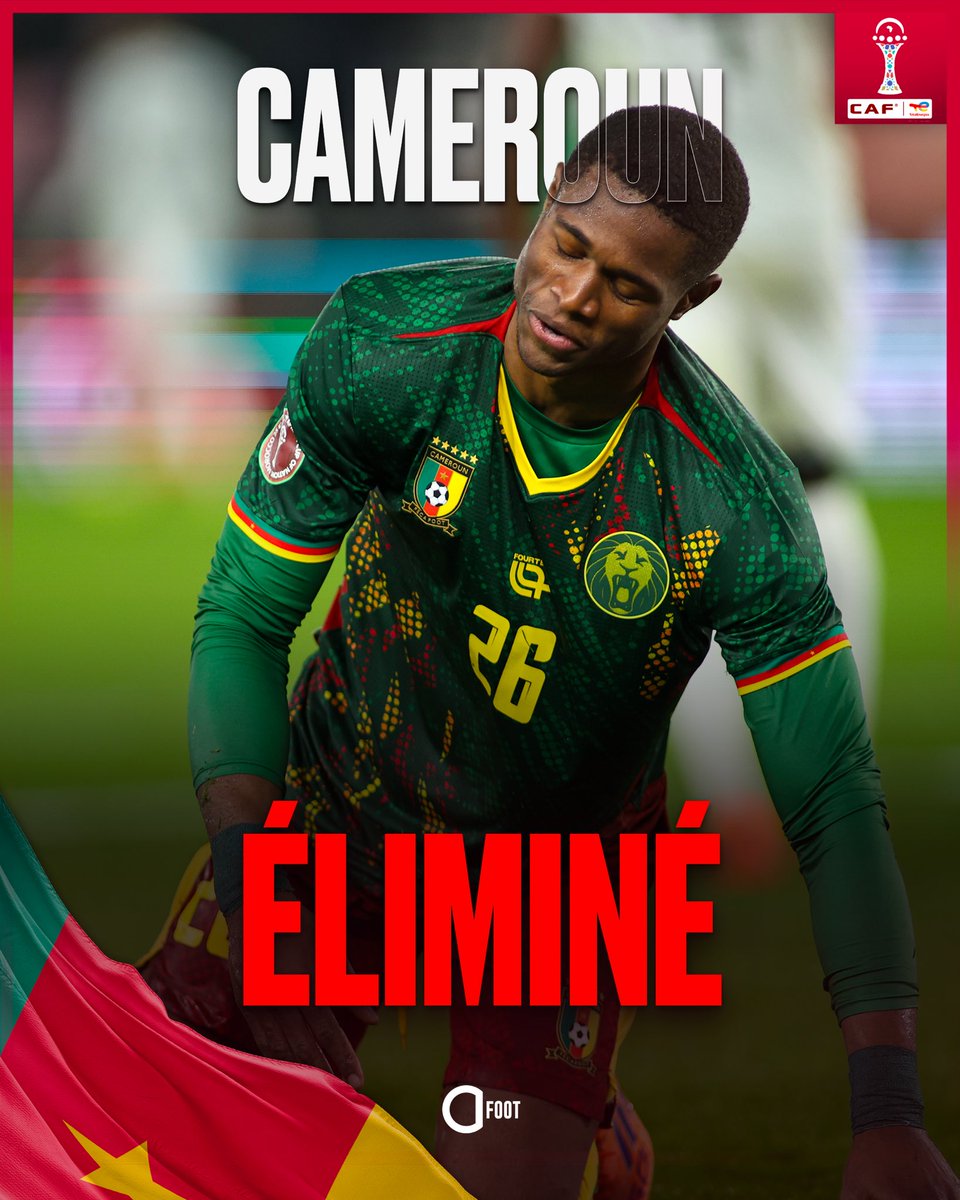 ActuFoot_'s tweet image. 🚨🚨 OFFICIEL ! 𝗟𝗘 𝗖𝗔𝗠𝗘𝗥𝗢𝗨𝗡 🇨🇲 𝗘𝗦𝗧 𝗘́𝗟𝗜𝗠𝗜𝗡𝗘́ 𝗗𝗘 𝗟𝗔 #CAN2025 !!! ❌
