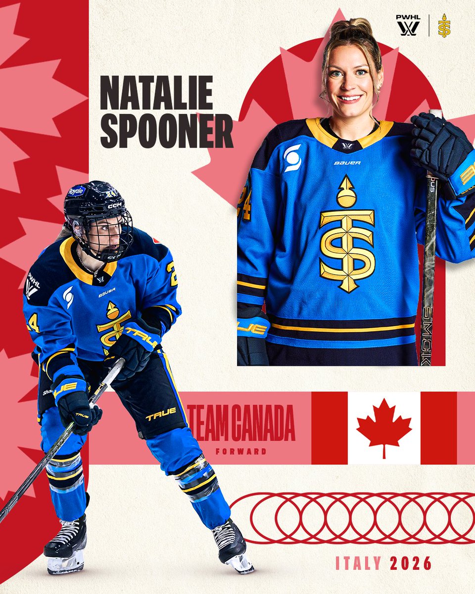 PWHL_Toronto's tweet image. 🇨🇦 NATALIE SPOONER IS BACK ON THE WORLD'S BIGGEST STAGE FOR A FOURTH TIME 🇨🇦

@natspooner5 will represent Team Canada in her FOURTH Olympic Winter Games in Italy this February!