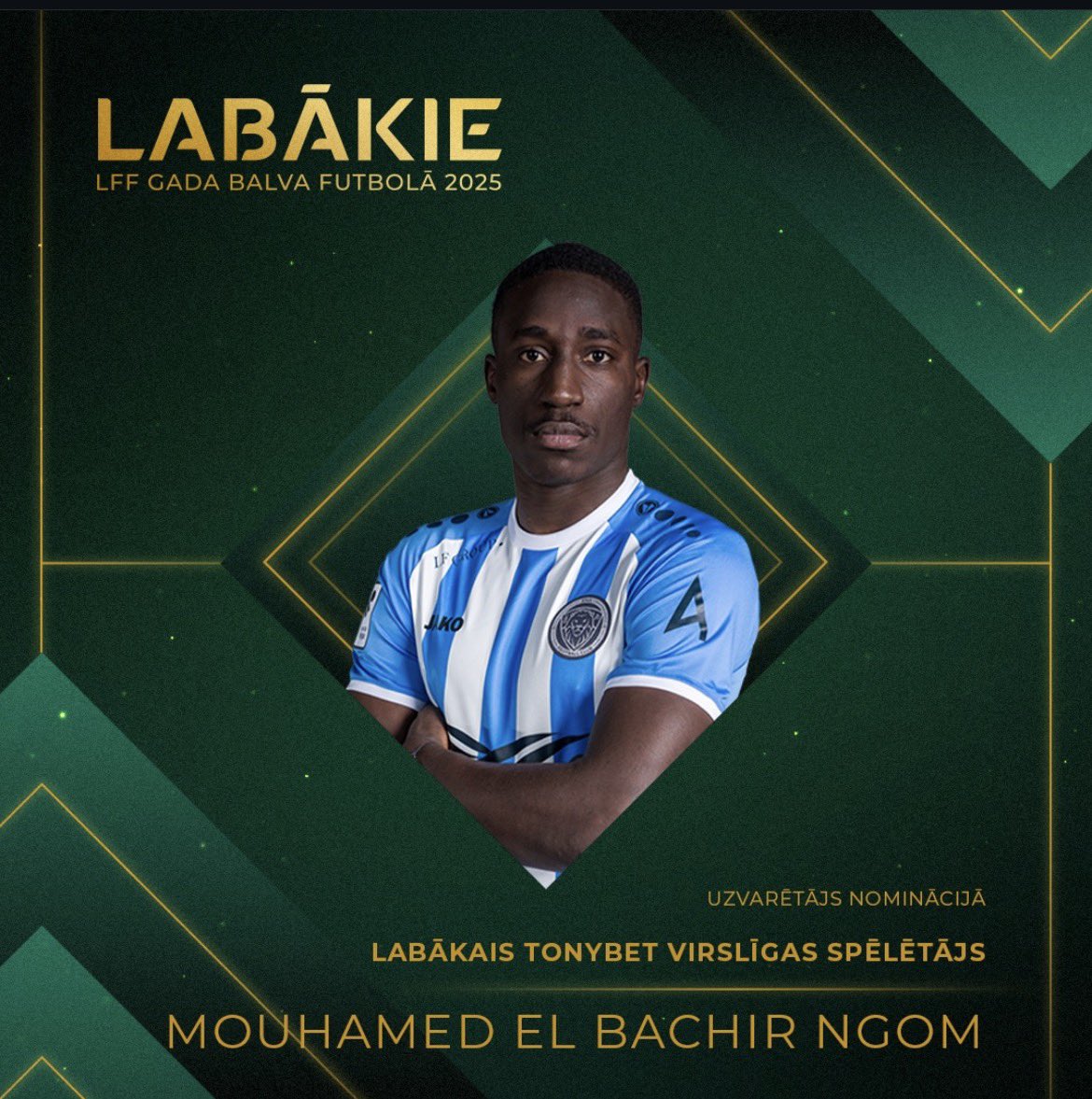 Honoré et profondément reconnaissant d’avoir été désigné meilleur footballeur de la saison de <a href="/FutbolaVirsliga/">Tonybet Virslīga</a>.

Une pensée à ma famille, à mes anciens clubs, qui ont contribué à mon parcours et à ma formation, notamment <a href="/DiambarsClub/">Diambars Football Club</a>, là où tout a commencé.

Merci à tous.