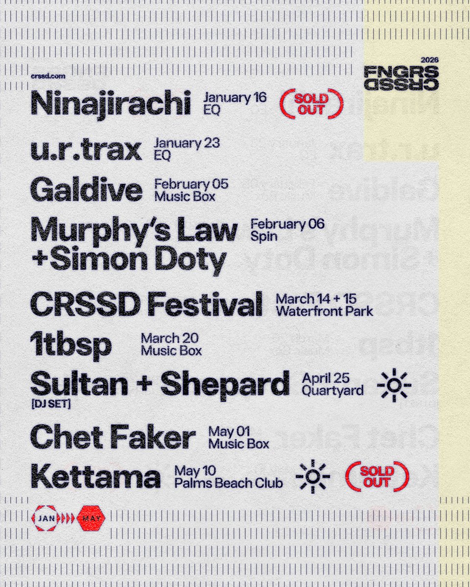 FNGRSXCRSSD's tweet photo. Kicking off 2026 🤞

TICKETS → https://t.co/nSGTsg2aGD https://t.co/sjVTIaQZqF