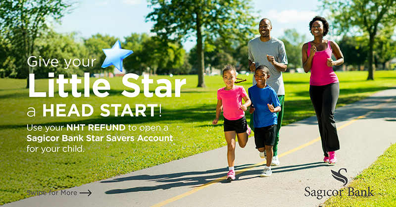 SagicorJa's tweet photo. Use your NHT Refund to open a Sagicor Bank Star Savers Account and start building a bright future for them. With as little as J$200, you can instill the habit of saving early. Visit a Sagicor Bank branch near you to give them a secure financial foundation.