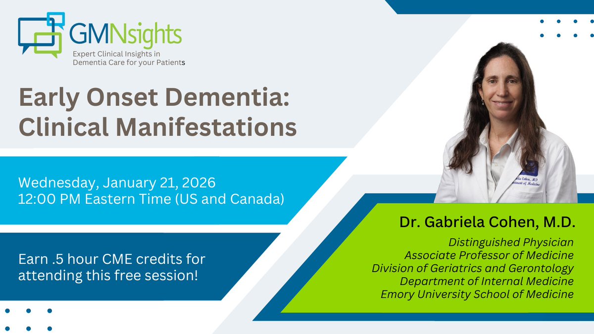 GaMemoryNet's tweet image. Join Dr. Gabriela Cohen on January 21st at 12:00 PM for an insightful session on early onset dementia, exploring clinical manifestations, neurocognitive profiles, and the critical role of biomarkers in diagnosis. #DementiaAwareness #ClinicalInsights

ow.ly/6lQT50XUfjm
