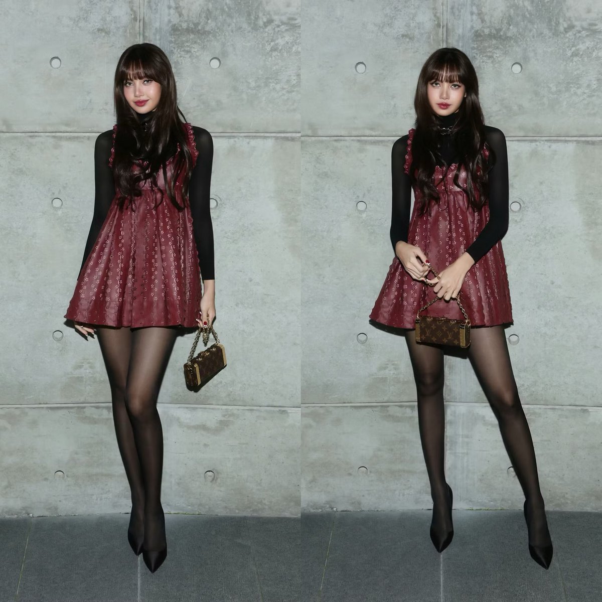 LISA wearing a leather perforated mini dress from louis vuitton resort 2026, styled by genesis webb LISA wearing a leather perforated mini dress from louis vuitton resort 2026, styled by genesis webb