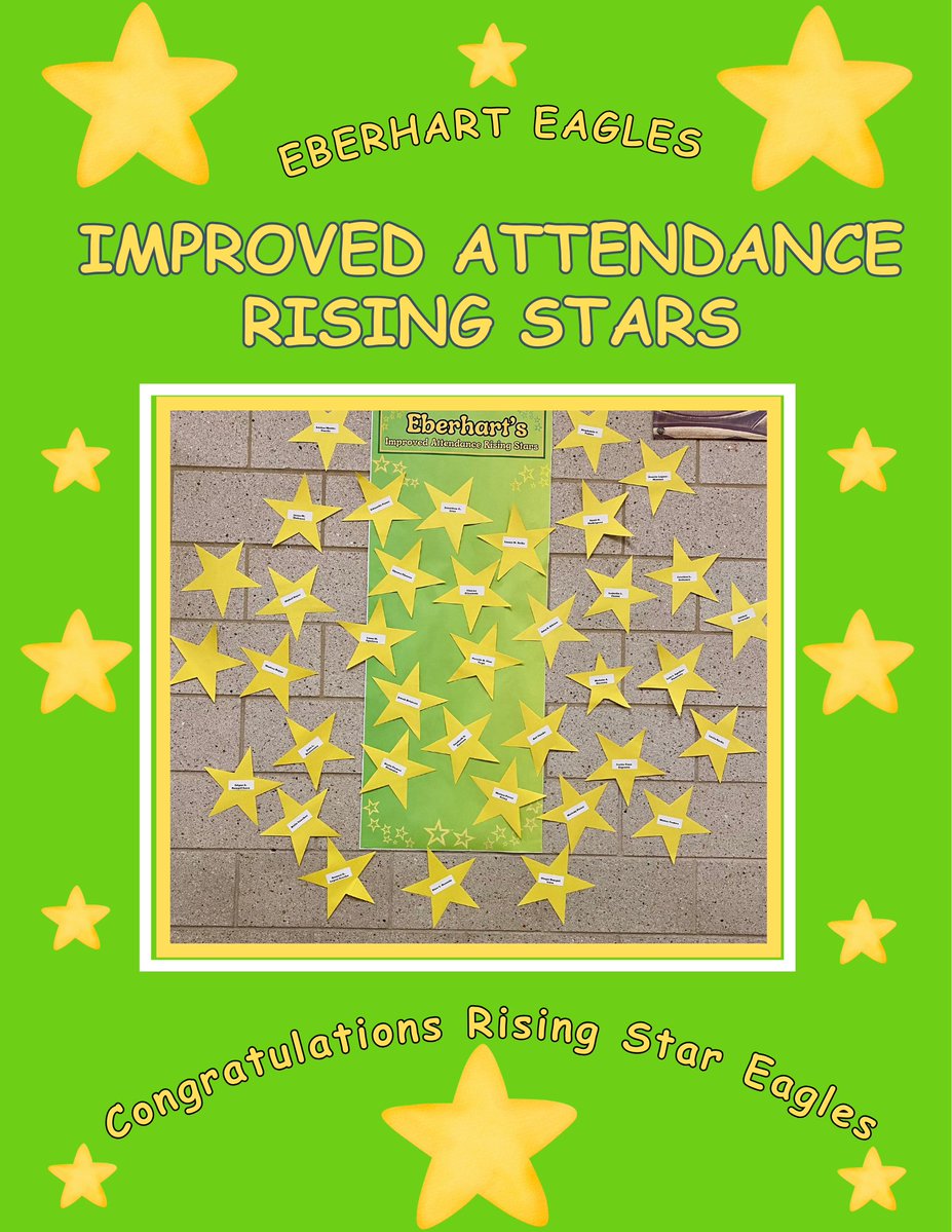 Congratulation to our Pre-K - 2nd Improved Attendance Rising Stars👏 you met your December attendance goal!!!! YOU Rock🤩👏