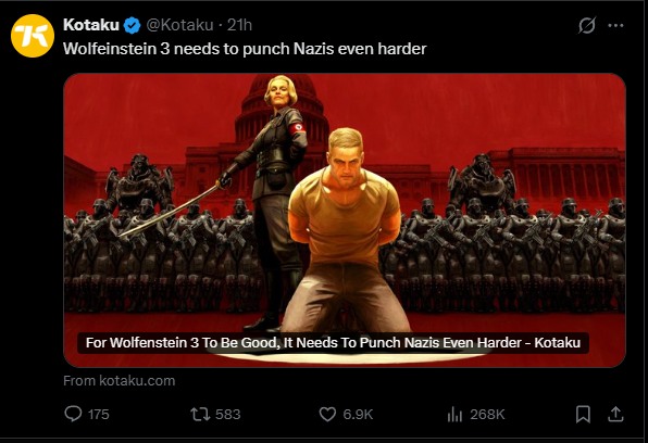 kabrutusdeid's tweet image. I’m all for killing Nazis in games, but can we get a game where we kill commies for once?

Like, a boomer shooter where you play a badass dude murdering commies in the most varied and funny ways possible would be an instant buy for me.