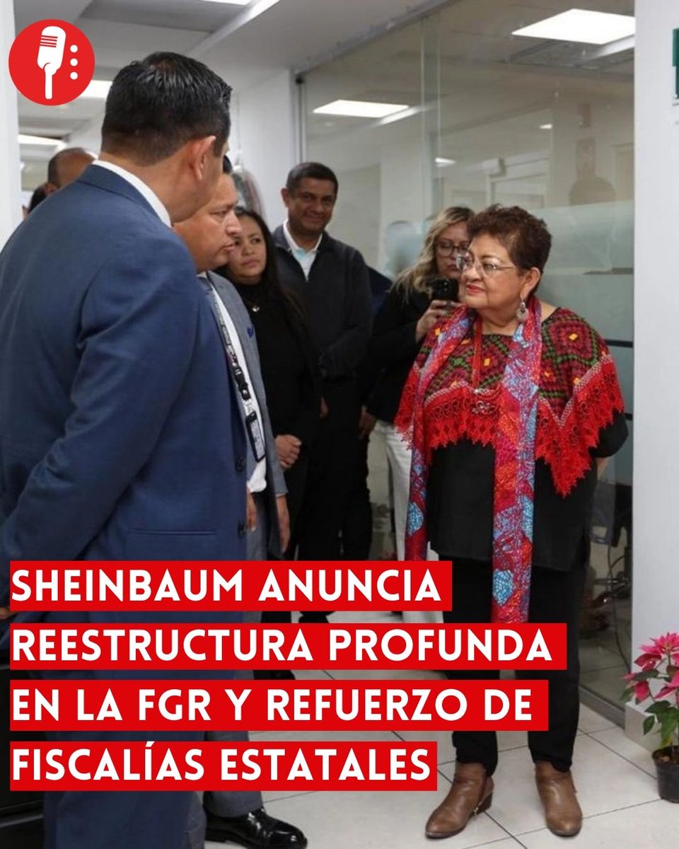 ReporterosMX_'s tweet image. ⭕ OJO | SHEINBAUM ANUNCIA REESTRUCTURA PROFUNDA EN LA FGR Y REFUERZO DE FISCALÍAS ESTATALES

La Fiscalía General de la República (@FGRMexico), ahora a cargo de Ernestina Godoy (@ErnestinaGodoy_), alista una reforma integral a su estructura interna, con el objetivo de mejorar su…