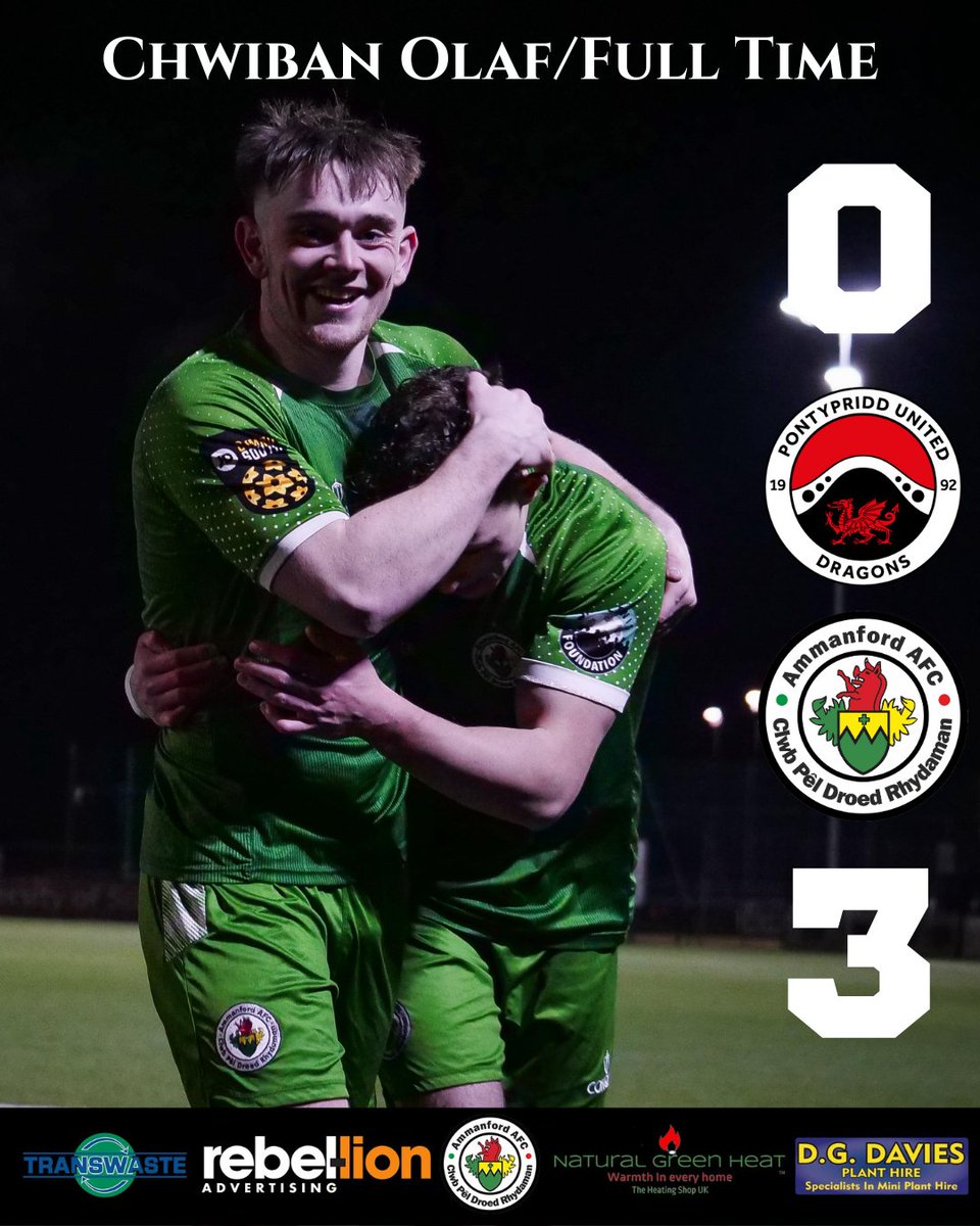 AmmanfordAFC's tweet image. Full Time/Chwiban Olaf 

@PontyUnitedM 0-3 Ammanford AFC 

11 undefeated 

#TheTownAsOne #EinTref