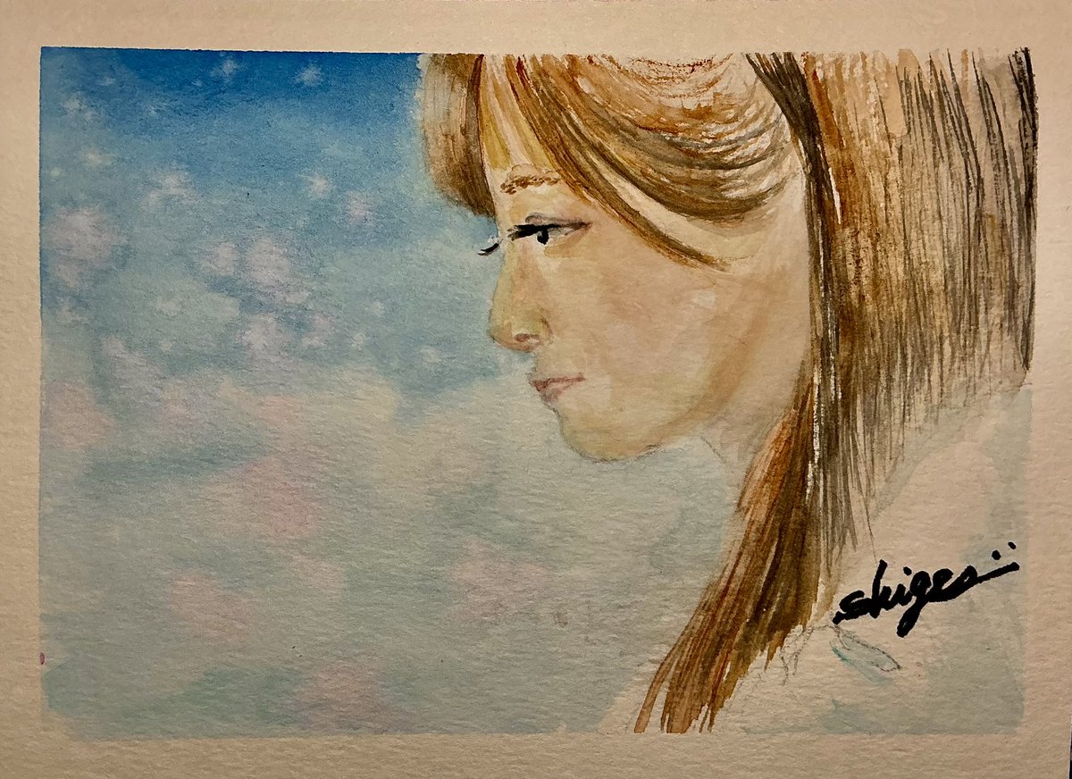 水彩絵、人の顔 48】Watercolor portrait (transparent watercolor) ○ Realistic