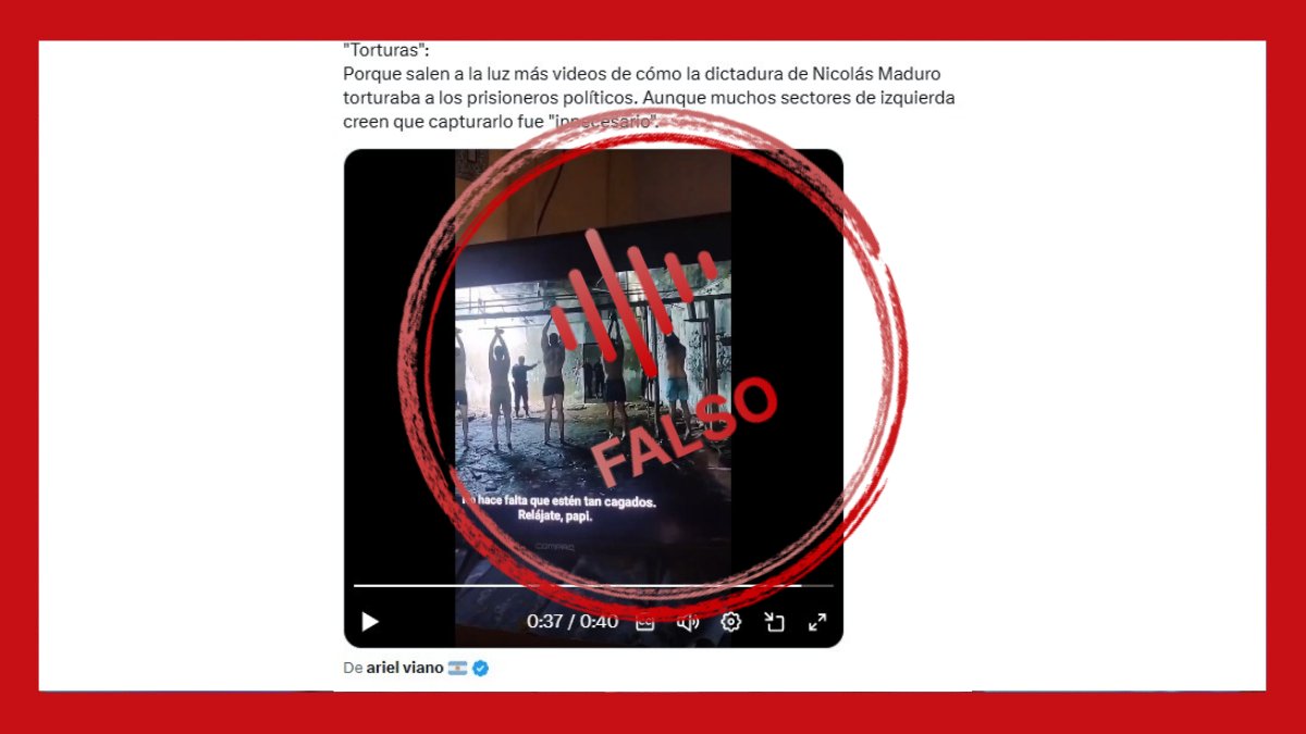 🎬Un registro difundido en redes afirma mostrar torturas recientes en el país.
📽️En realidad, las imágenes pertenecen a una película estrenada en 2023 y fueron sacadas de contexto.