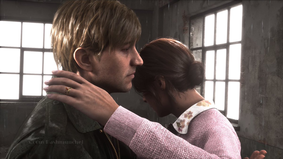 Rashmunchel's tweet photo. Mary has a ring with a red and a yellow gem on it. After the final boss fight, the red gem is missing from her ring (Leave ending). That's because it's on Maria's bracelet.

Fun fact, that's Lilith's symbol on Maria's bracelet. In psychology it represents sexuality, repressed desires, and the Anima.
#silenthill #silenthill2 #silenthill2remake