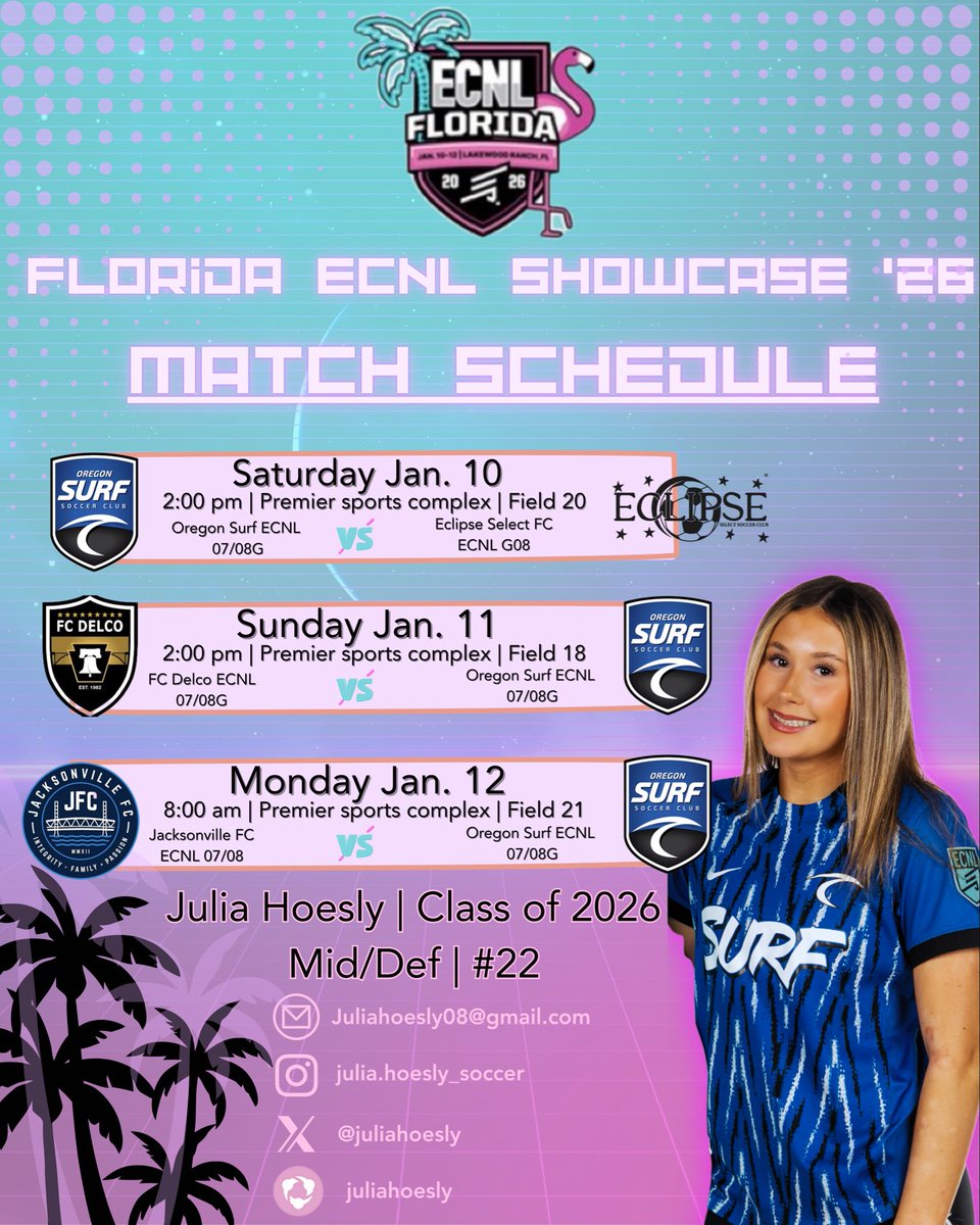 juliahoesly's tweet photo. Kicking off the year right 🦩☀️Let’s go ECNL Florida!

@ImYouthSoccer
@PrepSoccer
@TopDrawerSoccer
@TheSoccerWire
@ECNLgirls
@ImCollegeSoccer https://t.co/1ICXJfrSEK