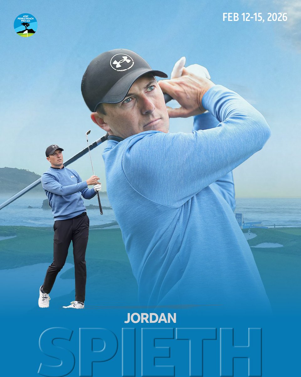 attproam's tweet image. A familiar name at Pebble.

@JordanSpieth has committed to the 2026 AT&amp;amp;T Pebble Beach Pro-Am.