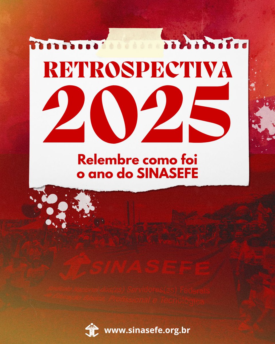 SINASEFE's tweet image. Retrospectiva SINASEFE 2025 | O ano que passou foi repleto de mobilizações e lutas importantes. Confira em nosso portal a retrospectiva dos momentos relevantes da atuação do SINASEFE de janeiro a dezembro de 2025.

Acesse em nosso portal: sinasefe.org.br/site/retrospec….