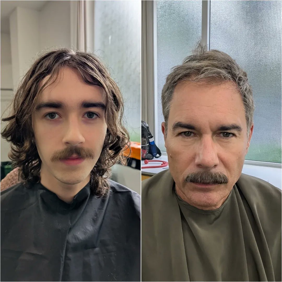 HuntingPartyBTS's tweet photo. BTS 📸 | Emily Nowacki via Instagram [01.09.26]

― Who tuned in last night to @nbc or is streaming today on @peacock to watch a VERY talented father and son play VERY creepy killers?!?! #makeupbyme #thehuntingparty #season2 #nbc #peacock #nycmakeupartist https://t.co/KsSQLCKVRh