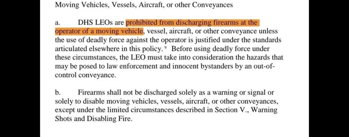 GroovyUSA's tweet photo. @ColinNic76 @jutjutbobby22 @JeffNadu Only dipshits view it as attempted homicide it’s a car going 5 mph that is turning away from the guy. Resisting arrest yes. Also DHS in their guidelines say not to shoot at moving vehicles which is proved by the fact that shooting her didn’t stop the vehicle it made it speed up https://t.co/Wv31LoJzXe