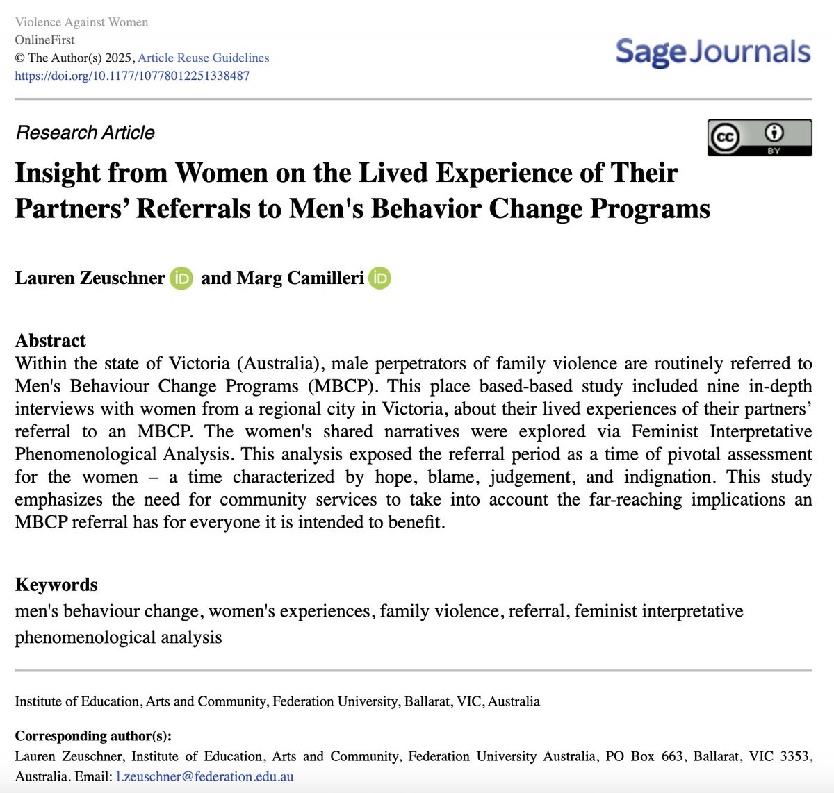 Violence Against Women Journal tweet media