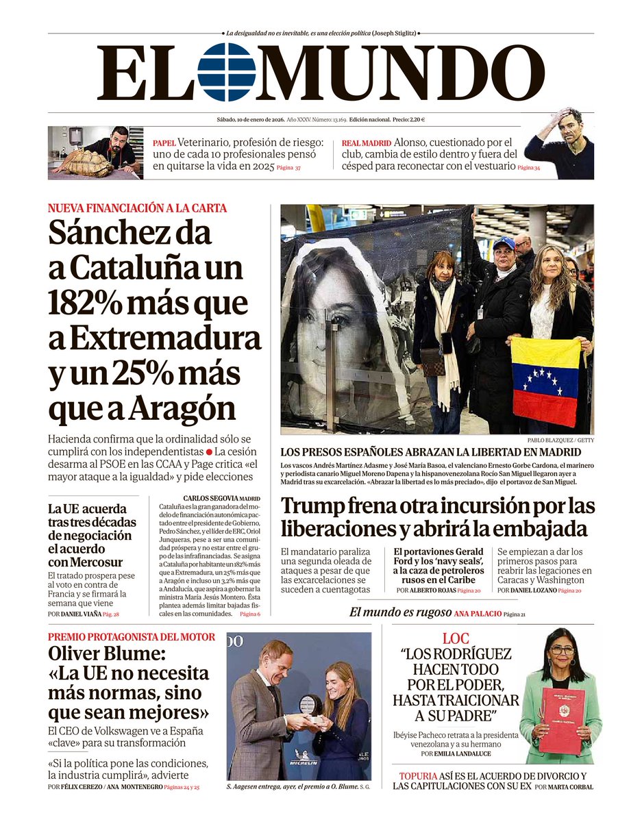 elmundoes's tweet image. 📰 Portada de EL MUNDO del 10 de enero    

Ya disponible en Orbyt y en la edición digital con la mejor información
