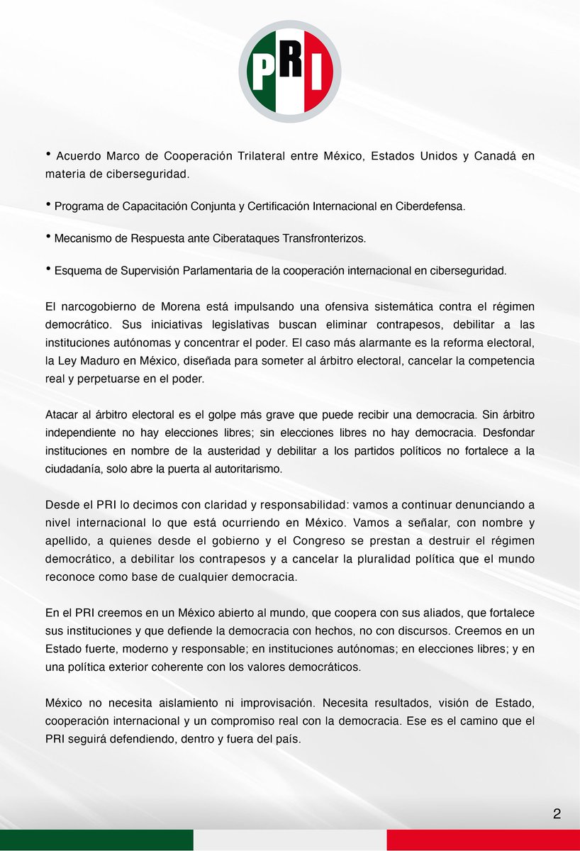 #Posicionamiento: El PRI no permitirá que México se pierda en el aislamiento.