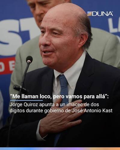 Lo de Jorge Quiroz ayer en ICARE fue extraordinario:
Disminución de Impuestos, trabas al emprendimiento y regulaciones.
Más construcción a menor costo por regulaciones.
Aumentar producción minera.
“Sueño con IMACEC de dos dígitos”
Eso es liderazgo, eso fue lo que votamos!