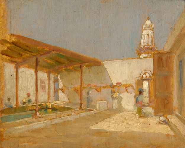 A thread of Valli Augusto's paintings of Somalia.

1) Mosque in Seylac, 1891.