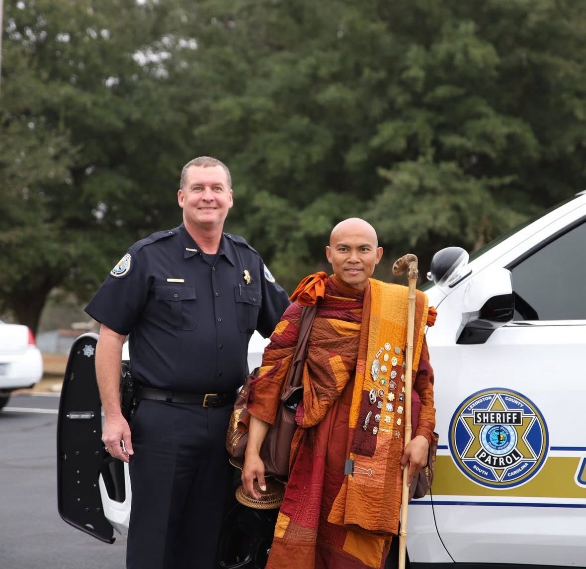 Today, the monks on the Walk for Peace reached Lexington County, South Carolina. They were met not with suspicion or politics, but with simple humanity: the Sheriff’s Department offered help and kindness.