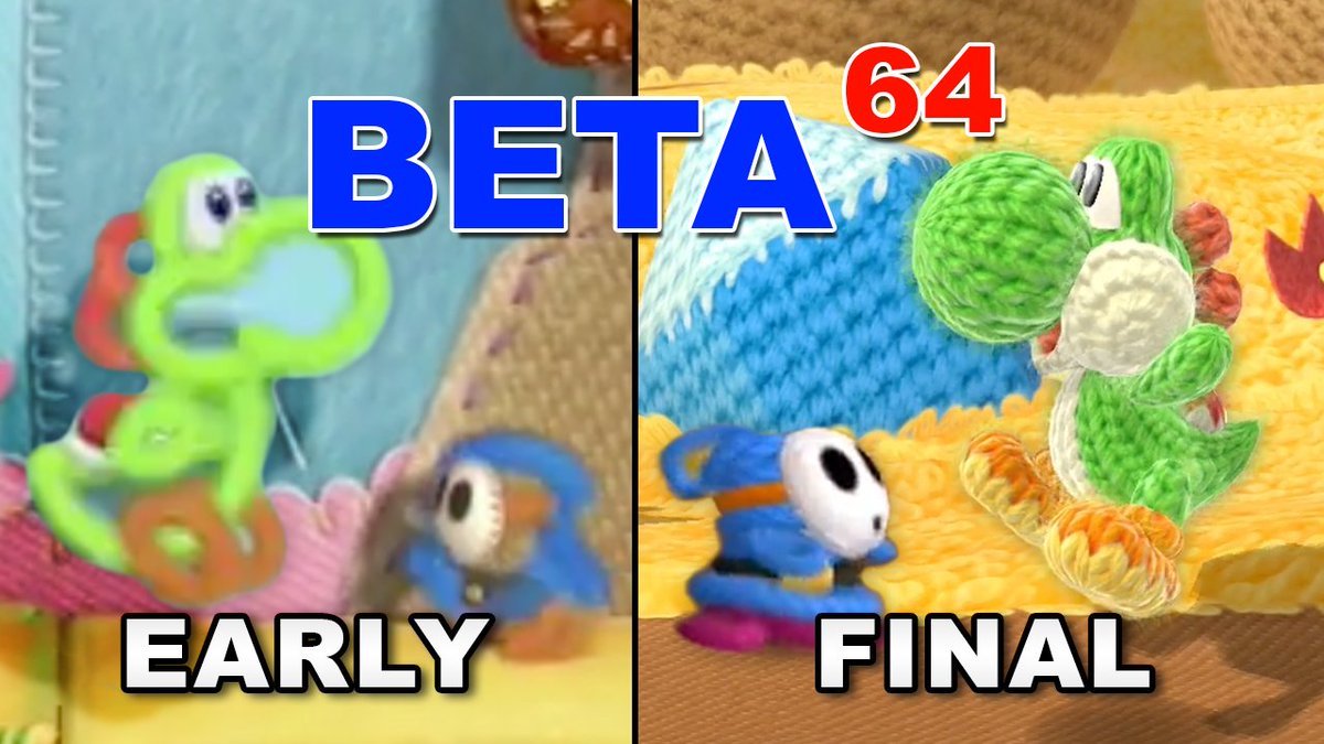 Today on Beta64, I talk about the development of Yoshi's Woolly World! 🧶

Originally, the game started out looking a lot like Kirby's Epic Yarn, but throughout development, things changed into the adorable Yarn Yoshi we know today!

🔎 Search "Beta64" on YouTube to watch now!