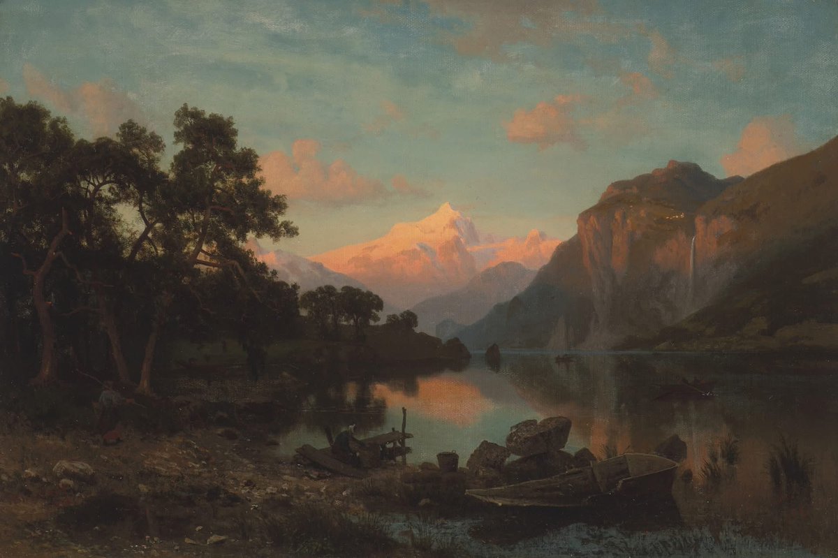 SeekAfterBeauty's tweet image. Lake Lucerne (1857), by Albert Bierstadt
