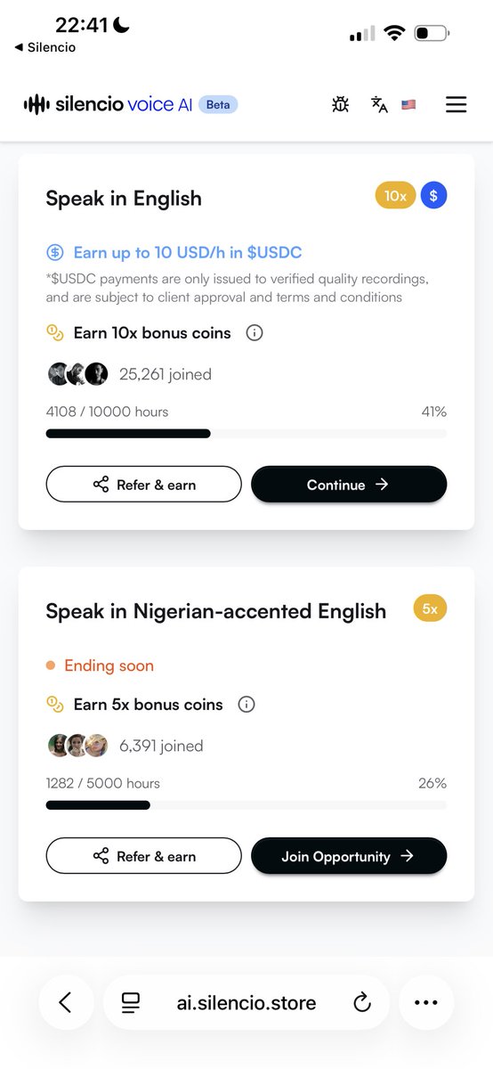 $10/Hour Update 🚨
Earn by recording your voice and helping train AI, here’s what you need:

→ TokenPocket Wallet (for the peaq network Payment in crypto)
→ Your browser (Chrome, Safari, etc.)
→ Silencio app

Step-by-Step Guide🚨

→ Use this link to register: