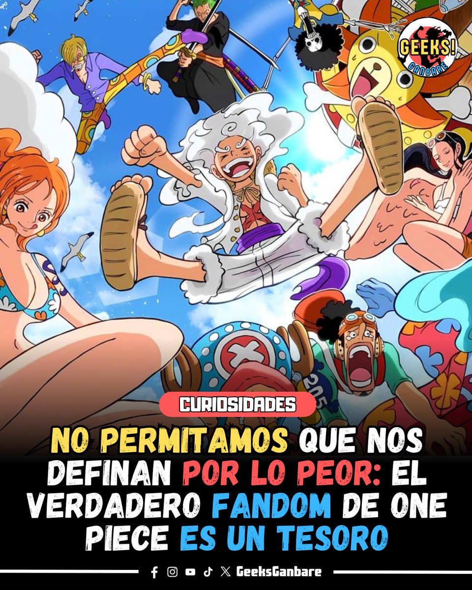GeeksGanbare's tweet image. No importa quién lo diga: hablar mal de un fandom y generalizar es un error. Quien lo hace, demuestra que no comprende la profundidad ni la diversidad de lo que critica.

El fandom de One Piece es maravilloso, y no debemos permitir que unos pocos Tenryuubito lo manchen.

Los…
