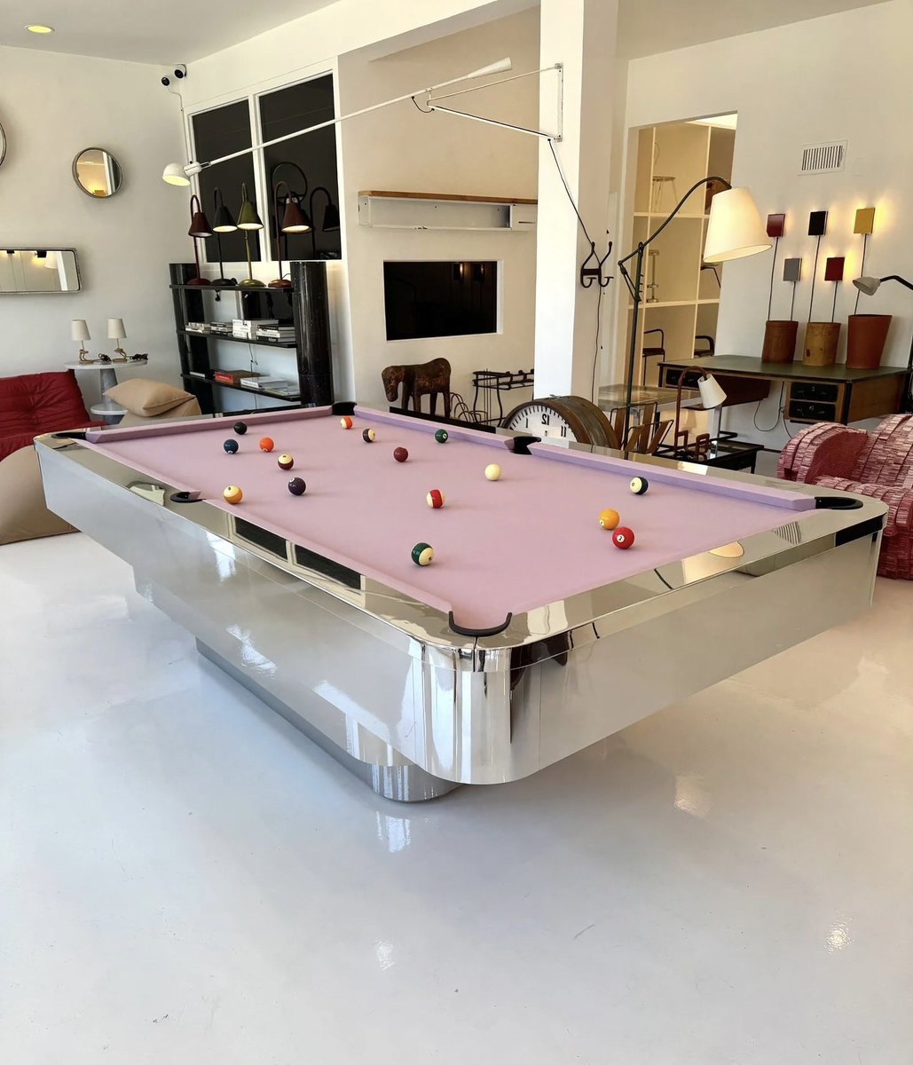 INTERIORPORN1's tweet image. 1980s chrome pool table