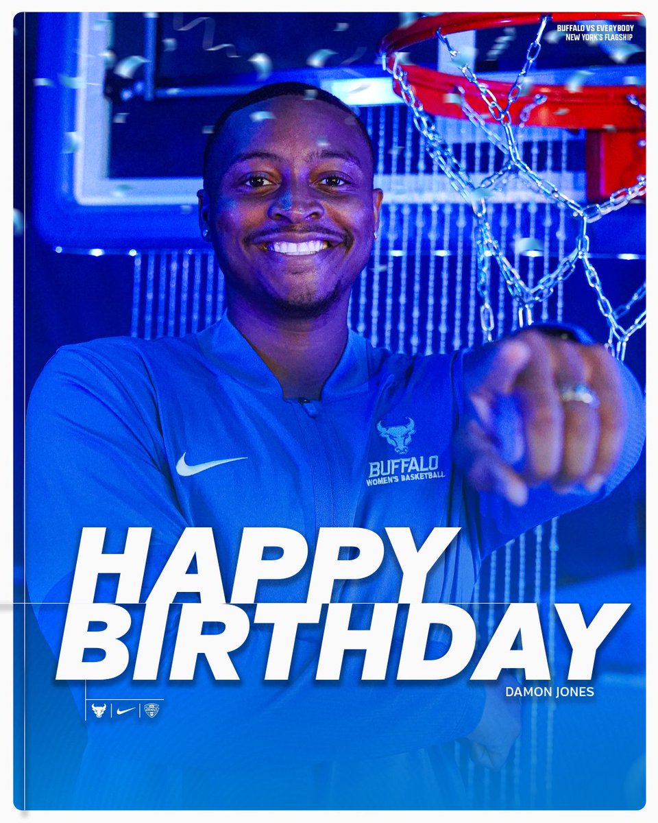 UBwomenshoops's tweet image. Wishing a very happy birthday to assistant coach Damon Jones! 🥳🤘💙

#UBhornsUP | #PACE