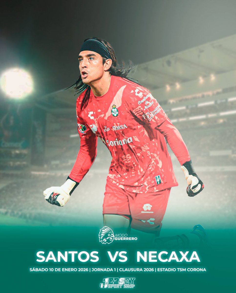 ⚔️ | ¡DALE DALE GUERRERO!🟢⚪️

Mañana los Guerreros del Santos Laguna hacen su debut en el Clausura 2026 frente a Necaxa. ⚔️💚

📍 Estadio Corona
🕖 7:00 pm
📺 VIX Premium

¿A quién veremos apoyando a los Guerreros desde la tribuna? 💪⚽

#ModoGuerrero🇳🇬