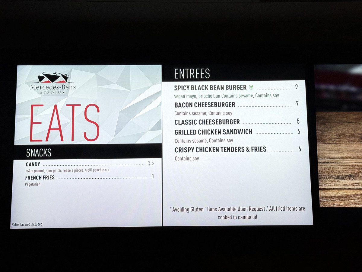 FOS's tweet image. For the Peach Bowl, the Atlanta Falcons' stadium is keeping its family-friendly concession prices for Indiana and Oregon fans.

🍺 $5 beer
🍔 $5 cheeseburger
🍕 $3 pizza slice
🌭 $2 hot dog
🍿 $2 popcorn