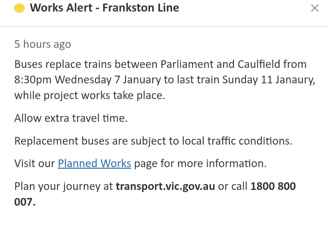 craig_halsall's tweet image. #FrankstonLine advice to catch the #PakenhamLine #CranbourneLine to Caulfield has disappeared again this morning... 😬🙄

Oh, and 7,000 tweets! 🎉💪